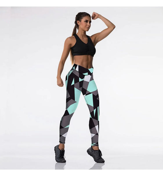 Women's Sexy Polygonal Rhombus High Waist Leggings for Fitness  -  GeraldBlack.com
