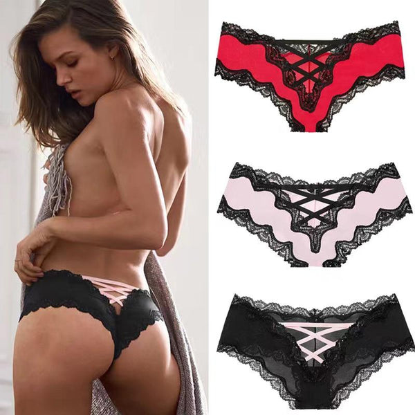 Women's Sexy Seamless Low Waist Lace Yoga Shorts with Cross Bandage - SolaceConnect.com