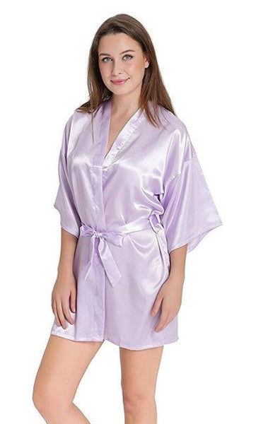 Women's Sexy Silk and Satin Short Night Bathrobe Wedding Kimono for Summer - SolaceConnect.com