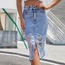 Women's Sexy Streetwear Asymmetrical High Waist Slit Bodycon Denim Skirt  -  GeraldBlack.com