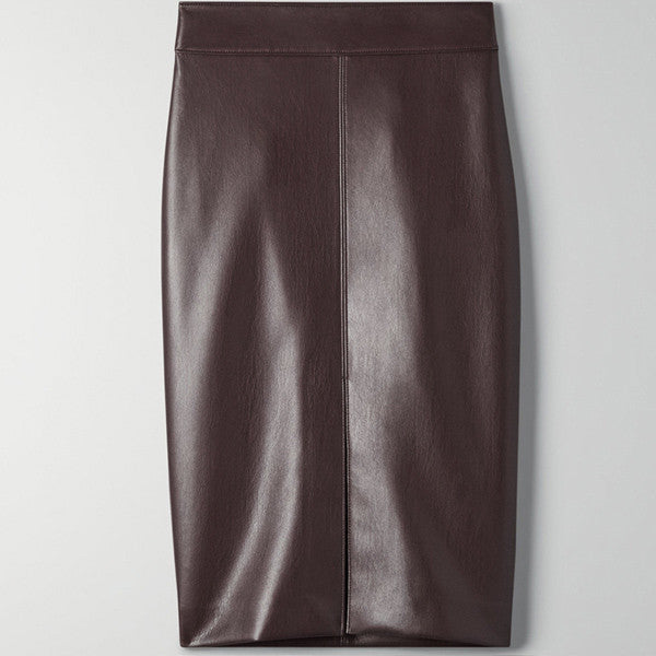 Women's Sexy Streetwear Faux Leather High Waist Slit Pencil Office Skirt  -  GeraldBlack.com