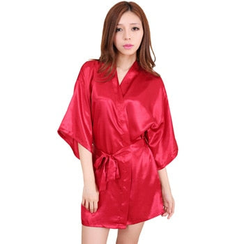 Women's Sexy Summer Silk and Satin Short Kimono Night Mini Bathrobe  -  GeraldBlack.com