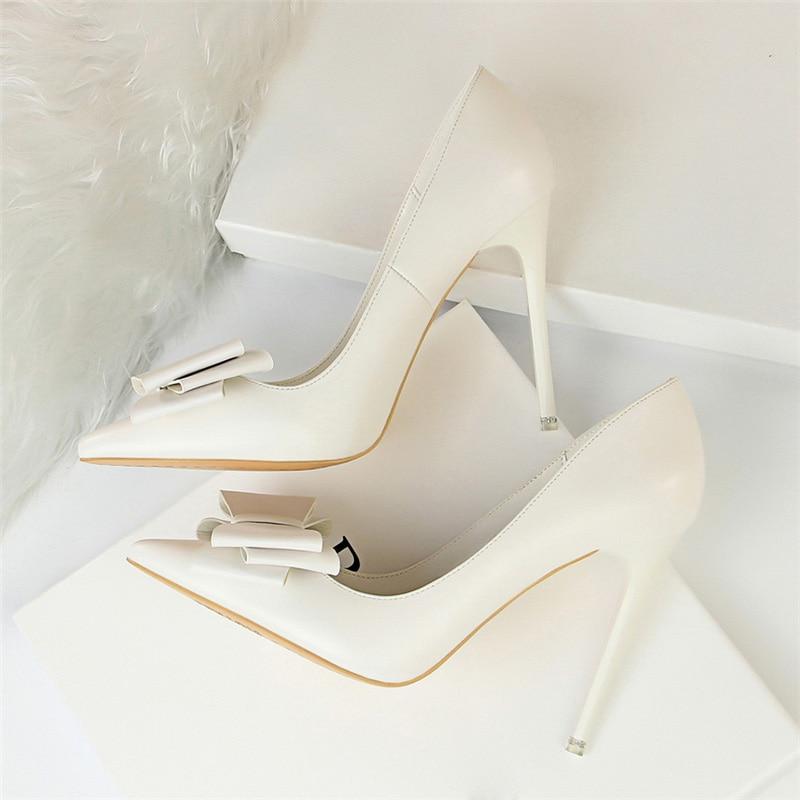 Women's Sexy Super High Heels Pumps Party Shoes with Butterfly Knots  -  GeraldBlack.com