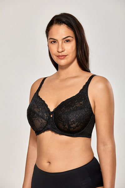 Women's Sheer Lace Unlined Minimizer Underwire Full-Figure Bra - SolaceConnect.com