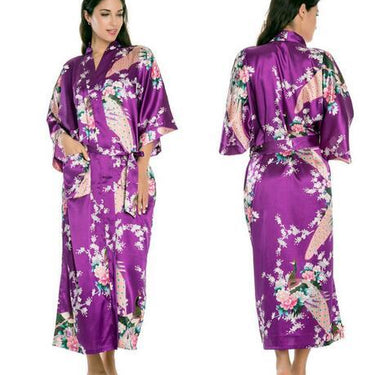 Women's Shiny Faux Silk Animal Pattern Casual Long Robe for Brides - SolaceConnect.com