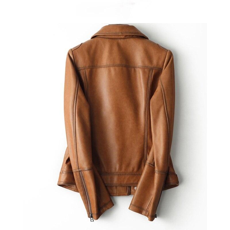 Women's Short Korean Outerwear Genuine Sheepskin Jacket for Autumn  -  GeraldBlack.com