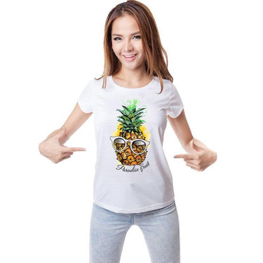 Women's Short Sleeve Creative Pineapple Fruit Printed Funny T-shirt Tops  -  GeraldBlack.com