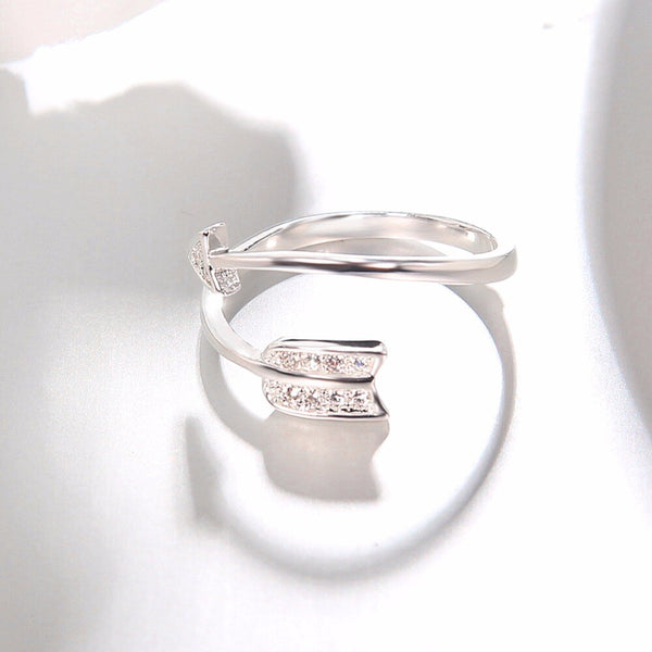 Women's Silver Plated Cubic Zirconia Adjustable Arrow Engagement Ring - SolaceConnect.com