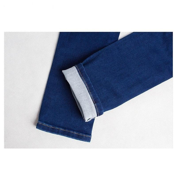 Women's Skinny Elastic Fashion Hole Beading Dark Blue Full Slim Pencil Jeans - SolaceConnect.com