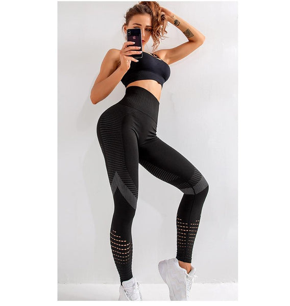 Women's Skinny Hollow Seamless Push Up Leggings for Fitness - SolaceConnect.com