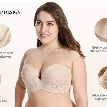 Women's Slightly Padded Push Up Great Support Strapless Bra - SolaceConnect.com