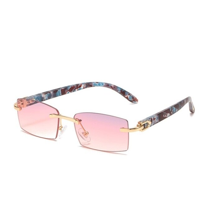 Women's Small Square Rimless Sunglasses with Alloy Frame - SolaceConnect.com