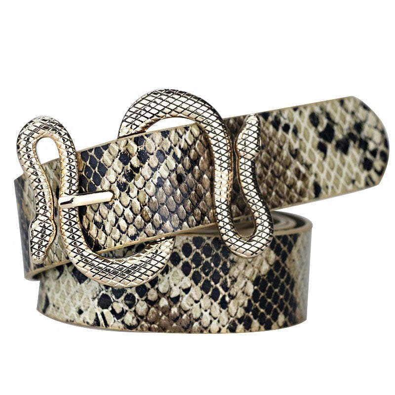 Women's Snake Shape Pin Buckle Synthetic Leather Waistband Belts  -  GeraldBlack.com
