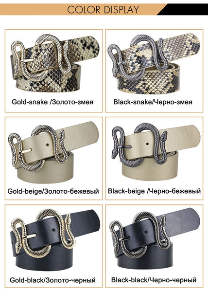 Women's Snake Shape Pin Buckle Synthetic Leather Waistband Belts  -  GeraldBlack.com