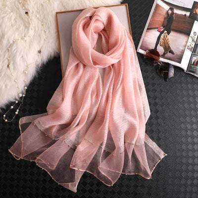 Women's Soft Solid Color Silk Long Size Pashmina Wraps Bandana Shawl  -  GeraldBlack.com