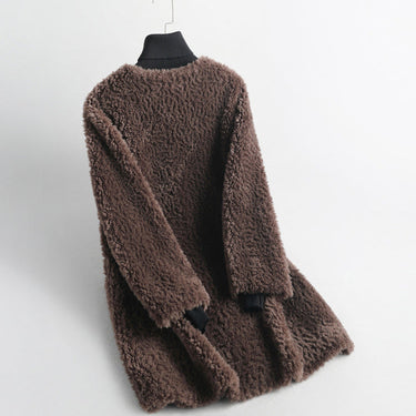 Women's Solid Color Patchwork Fur Wide Waist Sherling Coat Jacket  -  GeraldBlack.com
