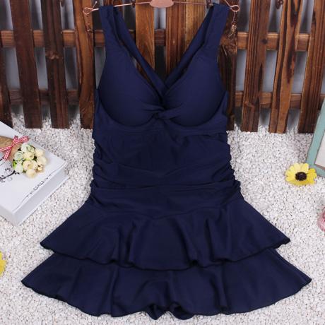 Women's Solid Push Up Padded One Piece Skirted Ruched Bathing Suit - SolaceConnect.com
