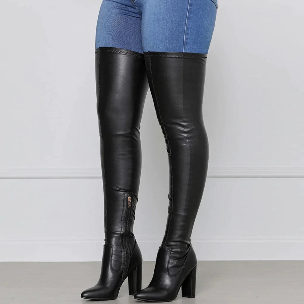 Women's Handmade Autumn Zipper Pointed Toe High Heels Boots Shoes 1 Women's Handmade Autumn Zipper Pointed Toe High Heels Boots Shoes