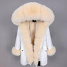 Women's Solid Zipper Warm Fox Fur Collar Long Slim Winter Coats & Jackets  -  GeraldBlack.com
