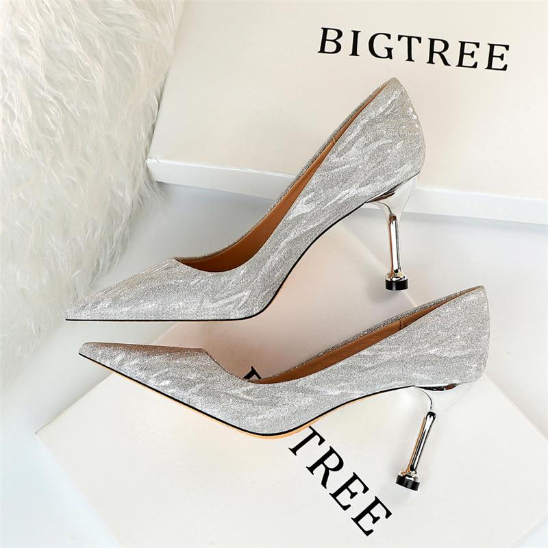 Women's Sparkly Gold Silver Designer High Heels Cinderella Shoes - SolaceConnect.com