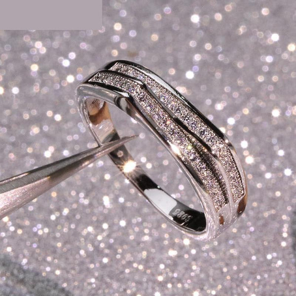Women's Special Double Split Crown Micro Round Cubic Zirconia Love Rings - SolaceConnect.com