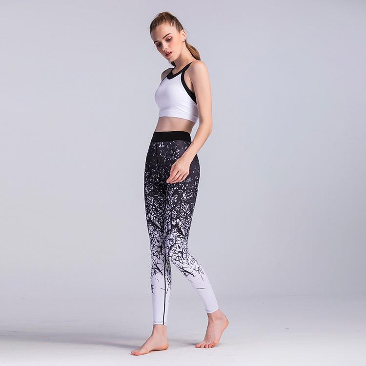 Women's Sports Clothing Chinese Style Printed Yoga Leggings for Fitness  -  GeraldBlack.com