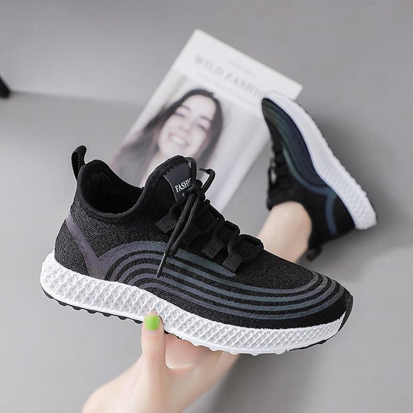 Women's Spring Breathable Knit Comfortable Soft Night Reflective Sneakers - SolaceConnect.com