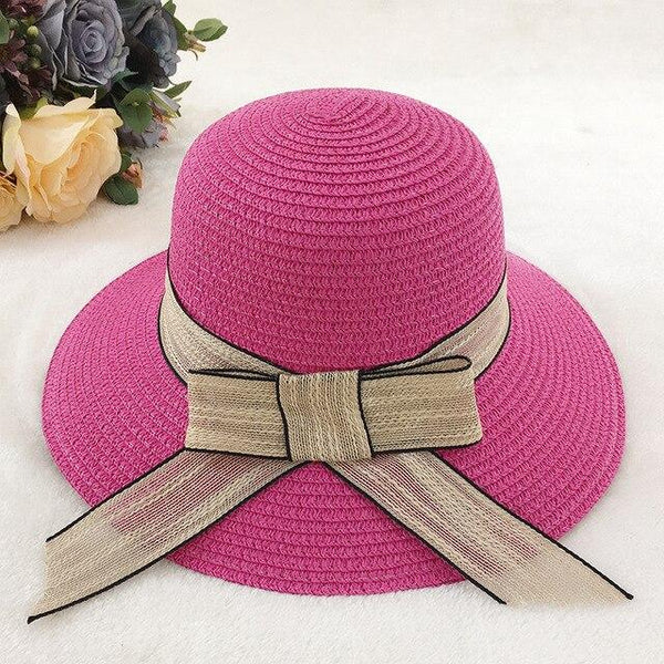 Women's Spring Summer Wide Brim Visor Fashion Beach Straw Hats - SolaceConnect.com