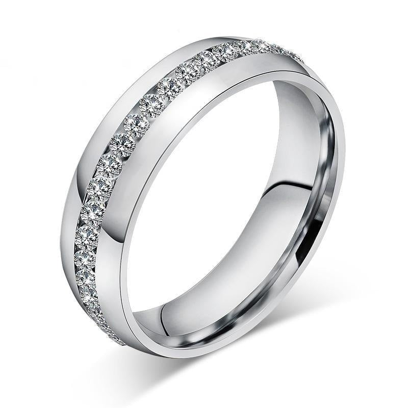 Women's Stainless Steel Inlaid Cubic Zirconia Ring for Weddings & Parties  -  GeraldBlack.com
