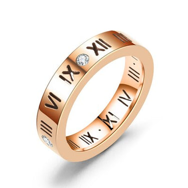 Women's Stainless Steel Roman Numeral Party Engagement Wedding Bands Rings - SolaceConnect.com