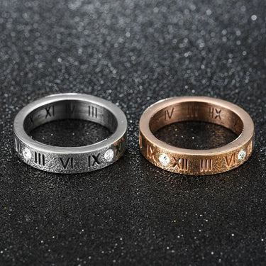 Women's Stainless Steel Roman Numeral Party Engagement Wedding Bands Rings - SolaceConnect.com