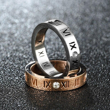 Women's Stainless Steel Roman Numeral Party Engagement Wedding Bands Rings  -  GeraldBlack.com