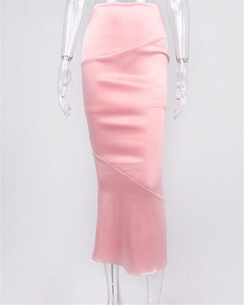 Women's Streetwear Back Slit Satin High Waist Mermaid Long Skirt  -  GeraldBlack.com