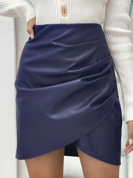 Women's Streetwear High Waist Asymmetrical Faux Leather Sexy Mini Skirt  -  GeraldBlack.com