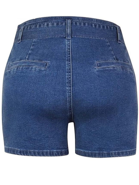 Women's Streetwear Skinny High Waist Jean Shorts with Belts Pockets  -  GeraldBlack.com