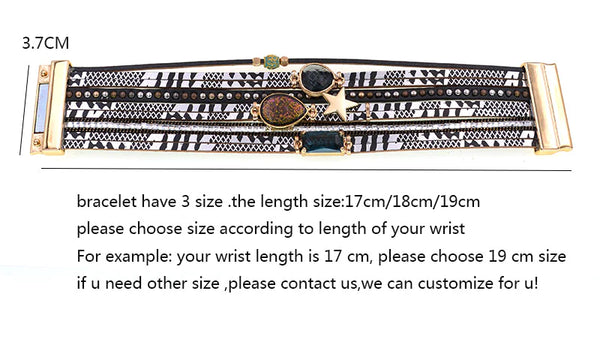 Women's Stylish Luxury Fashion Bohemian Glass Leather Wrap Bracelets  -  GeraldBlack.com