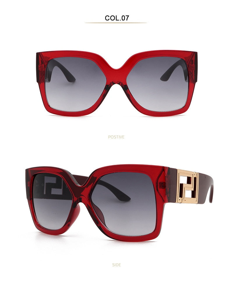 Women's Stylish Square Leopard Color Frame Oversized Sunglasses - SolaceConnect.com