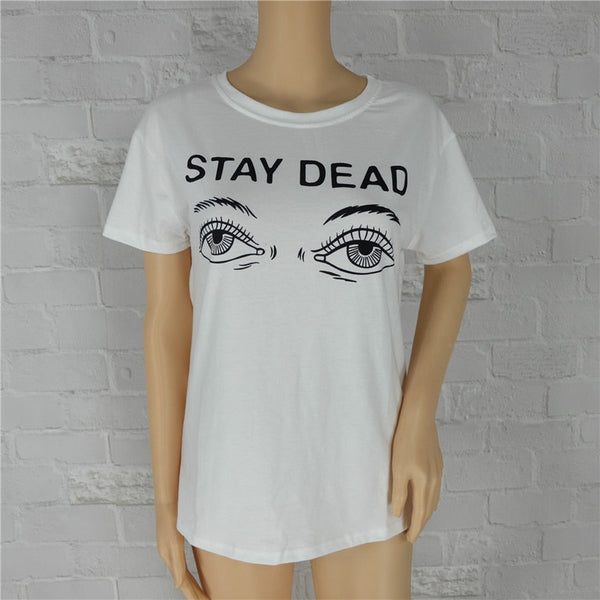 Women's Summer Fashion Stay Dead Letter Printed Round Neck T-shirt  -  GeraldBlack.com