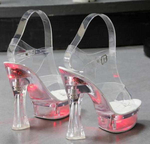 Women's Summer Fashion Transparent Glowing Floral High Platform Heel Pumps  -  GeraldBlack.com