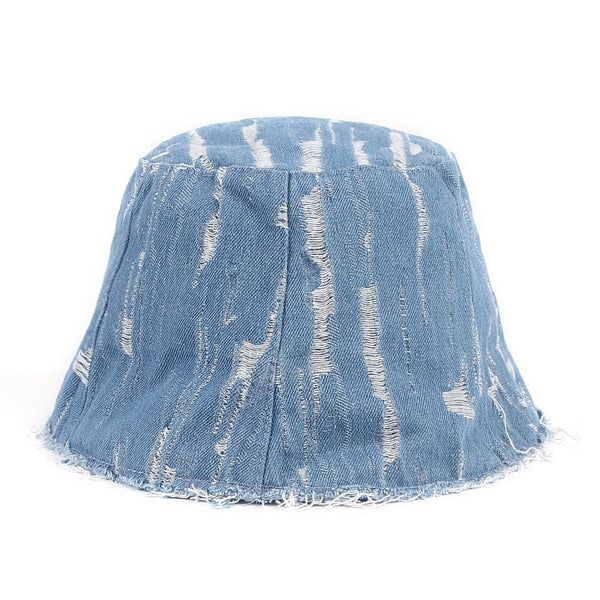 Women's Summer Outdoor Vintage Style Washed Denim Foldable Bucket Hat  -  GeraldBlack.com