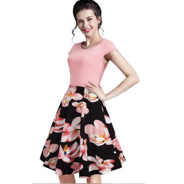 Women's Summer Sleeveless O Neck Floral Printed Dress with Zipper Work - SolaceConnect.com