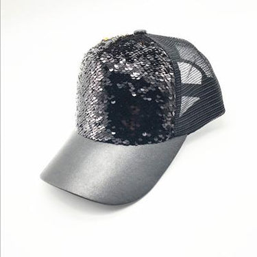 Women's Summer Snapback Adjustable Baseball Cap with Mesh Sequins - SolaceConnect.com