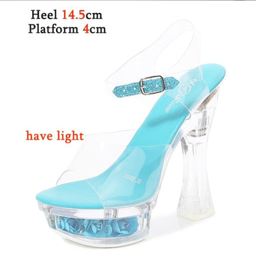 Women's Summer Style Glowing Transparent Floral High Platform Heels Pumps  -  GeraldBlack.com