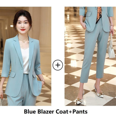 Women's Summer Work Wear Business Suits with Pants Tops 2 Piece Set  -  GeraldBlack.com