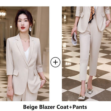 Women's Summer Work Wear Business Suits with Pants Tops 2 Piece Set  -  GeraldBlack.com