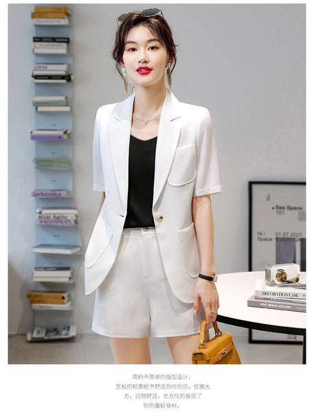 Women's Summer Work Wear Business Suits with Tops Shorts 2 Piece Set  -  GeraldBlack.com