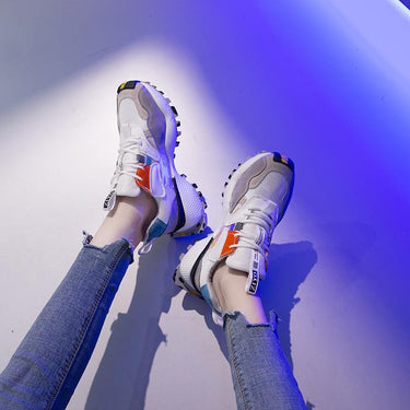 Women's Synthetic Leather Lace-Up Breathable Platform Flats Sneakers Shoes - SolaceConnect.com