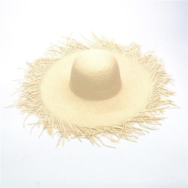 Women's Tassel Decor Foldable 18-20cm Oversized Lage Sun Shade Beach Hat - SolaceConnect.com