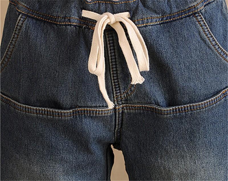 Women's Thick Velvet Elastic Waist Harem Pants Paneled Loose Jeans - SolaceConnect.com
