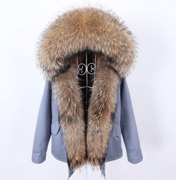 Women's Thick Warm Full Sleeved Fox Fur Collar Hooded Winter Jacket  -  GeraldBlack.com